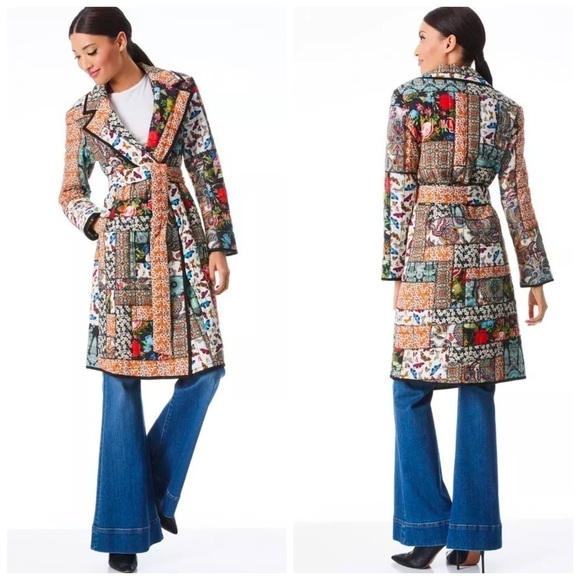 Alice + Olivia Moya Quilted Patchwork Coat
